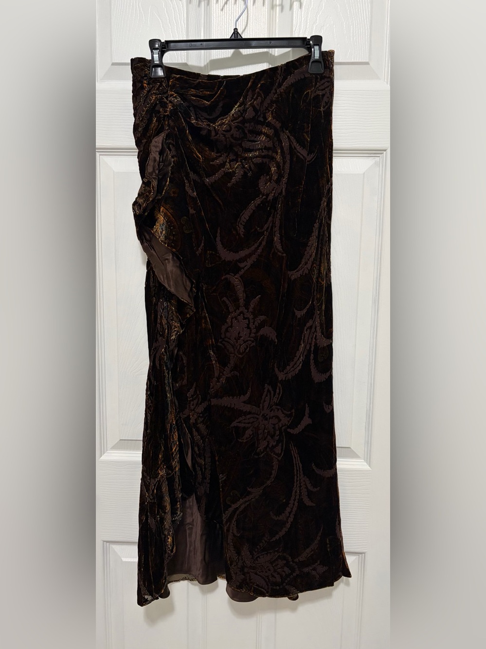 Ralph Lauren Brown and Gold Burnout Velvet Skirt